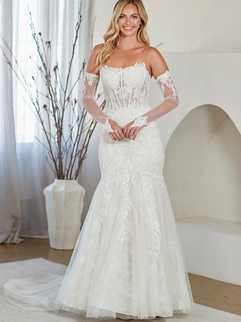 NEW WHITE Wedding Dress Floor Length Formal Elegant Stunning 2155